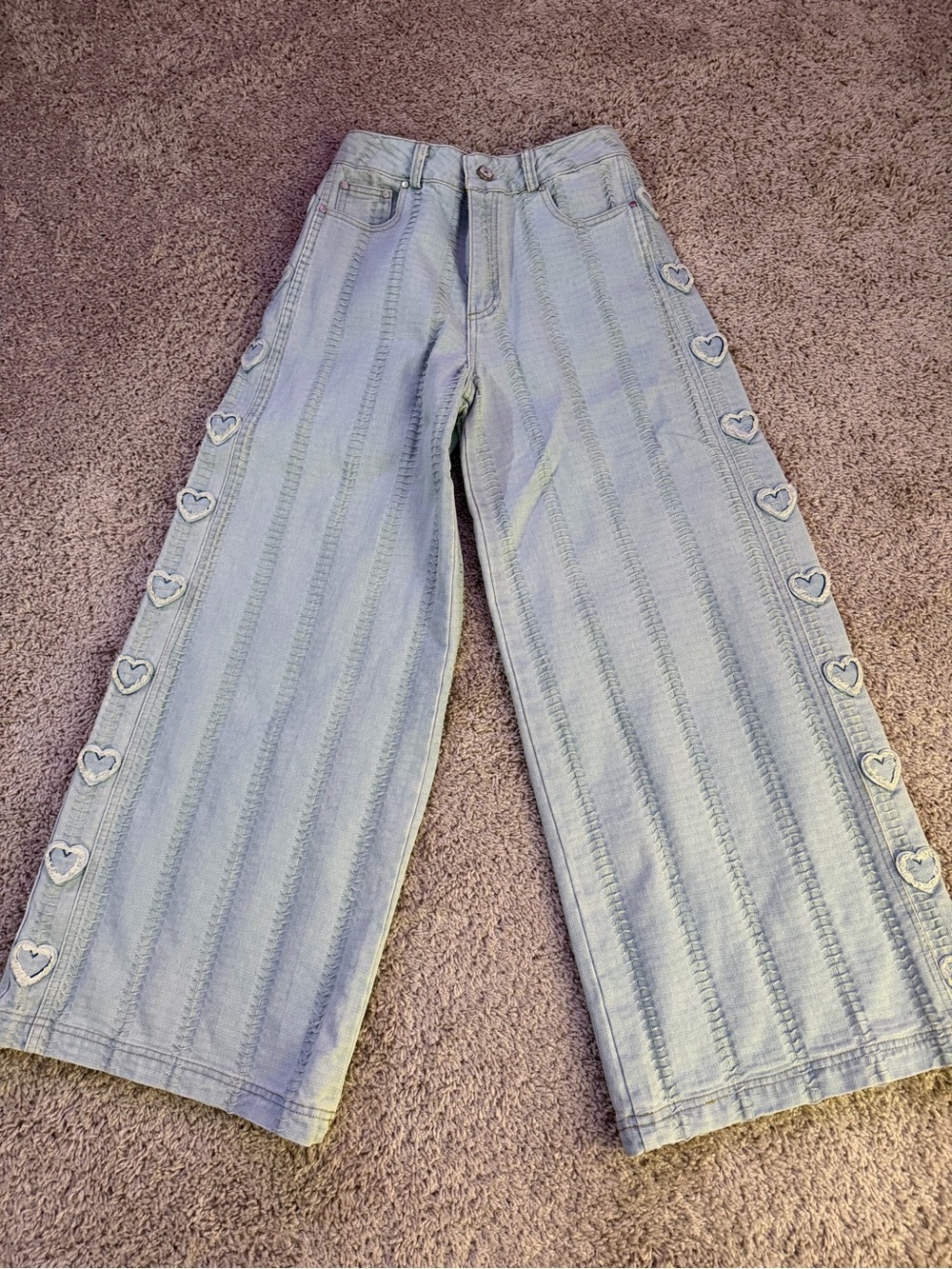 POL Heart Embroidered Wide Leg Jeans Women's Small
